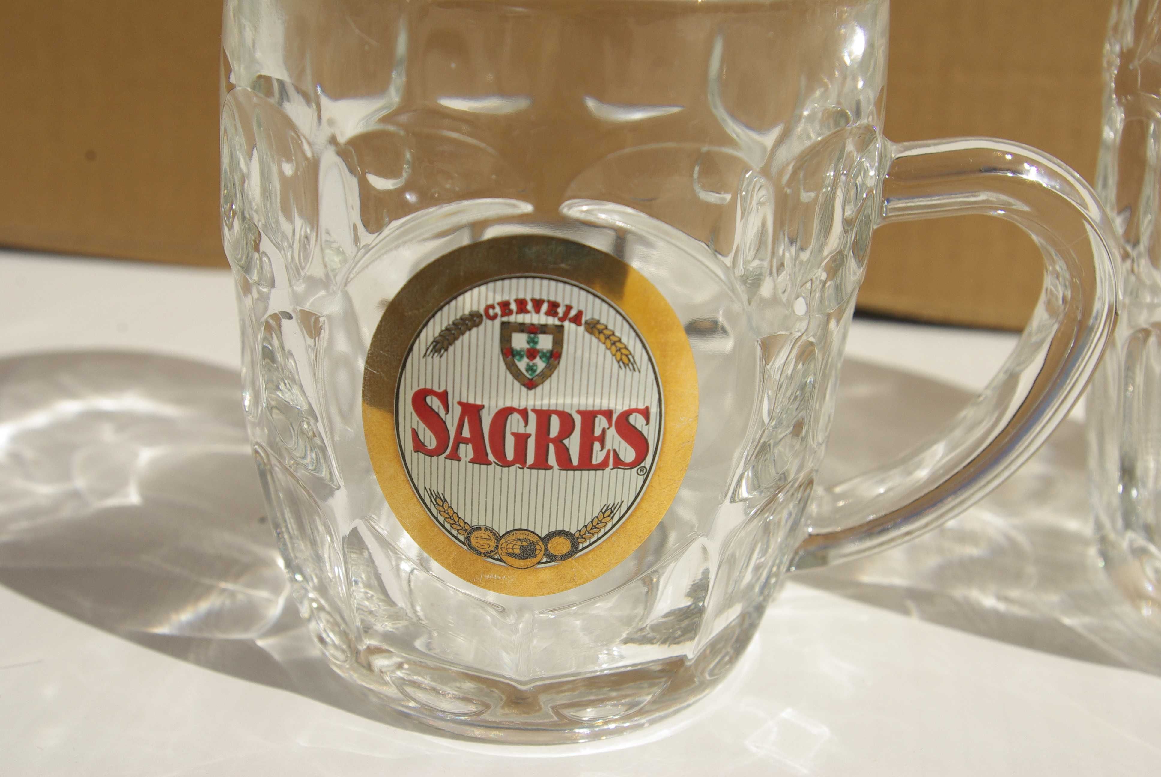 2 Canecas com asa Cerveja Sagres, 30cl e 50cl