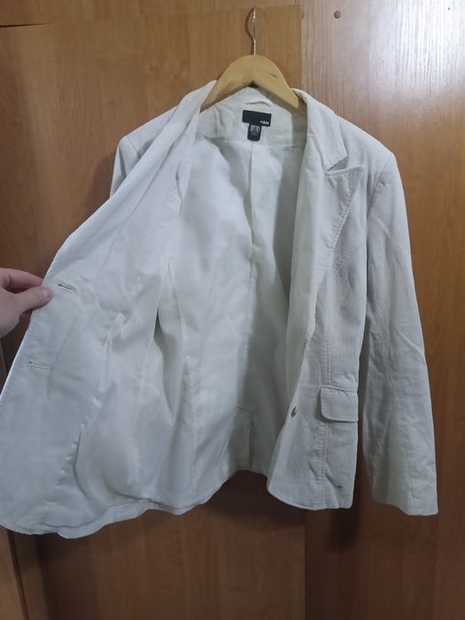 Піджак велветовий жакет кремовий білий світлий HM розмір 42