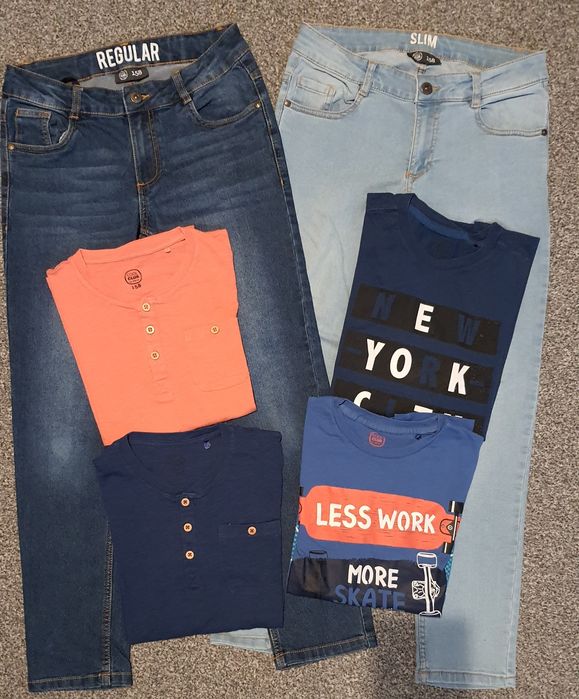 Jeansy x2 t-shirty x4 CoolClub 152cm