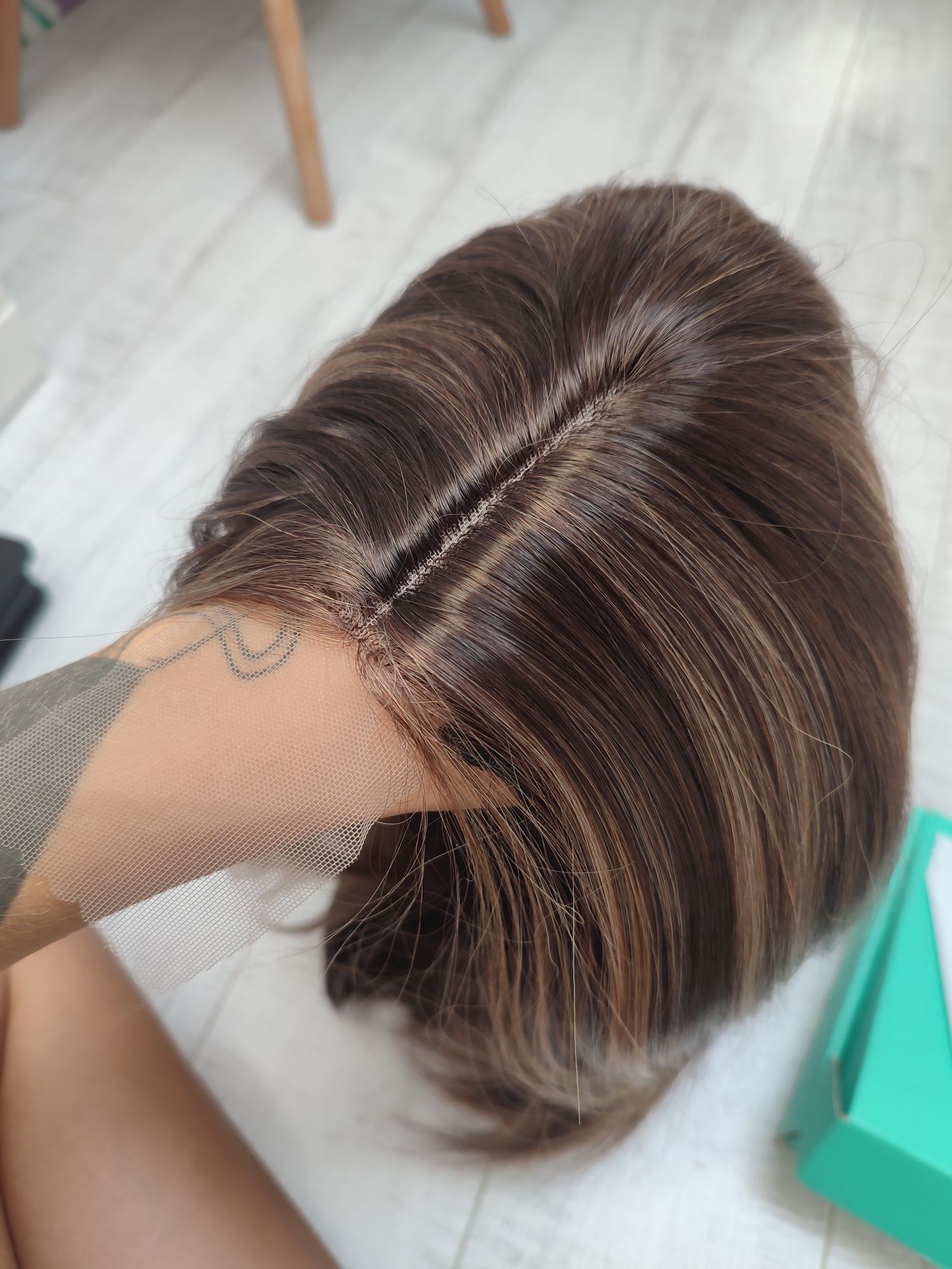 Peruka lace front balejaż pasemka blond brąz WIG cosplay