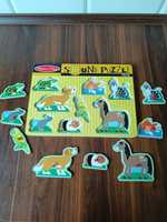 Melissa & Doug drewniane puzzle z dźwiękiem zwierzęta układanka 2+