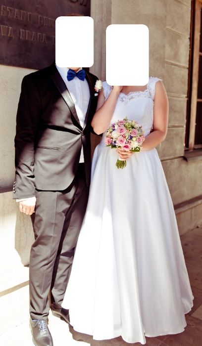 Suknia / sukienka ślubna rozmiar 38 biała z gorsetem koronkowa