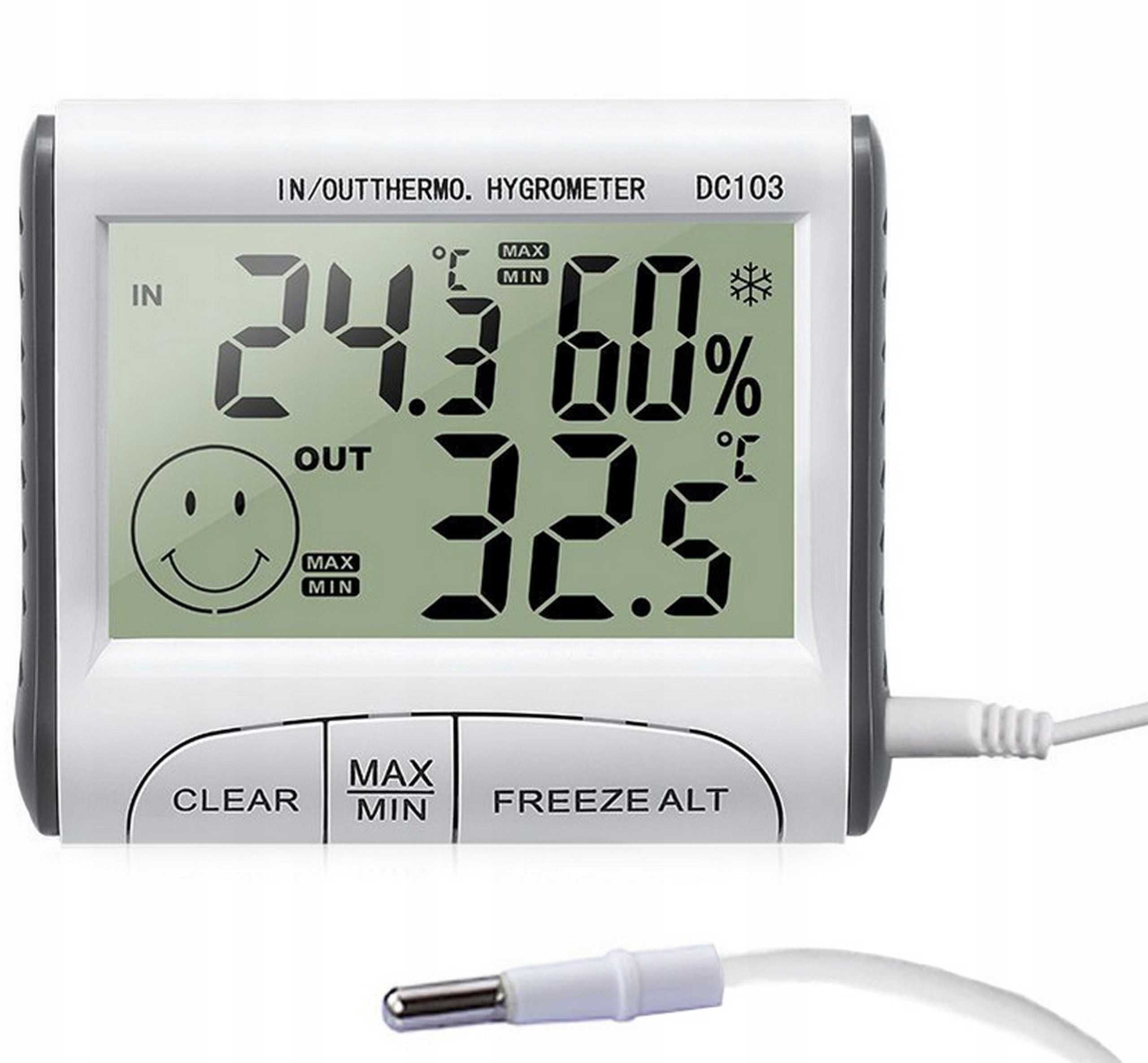 Termometr Higrometr Z Sondą LCD Stacja Pogody Wew/Zew DC103 r