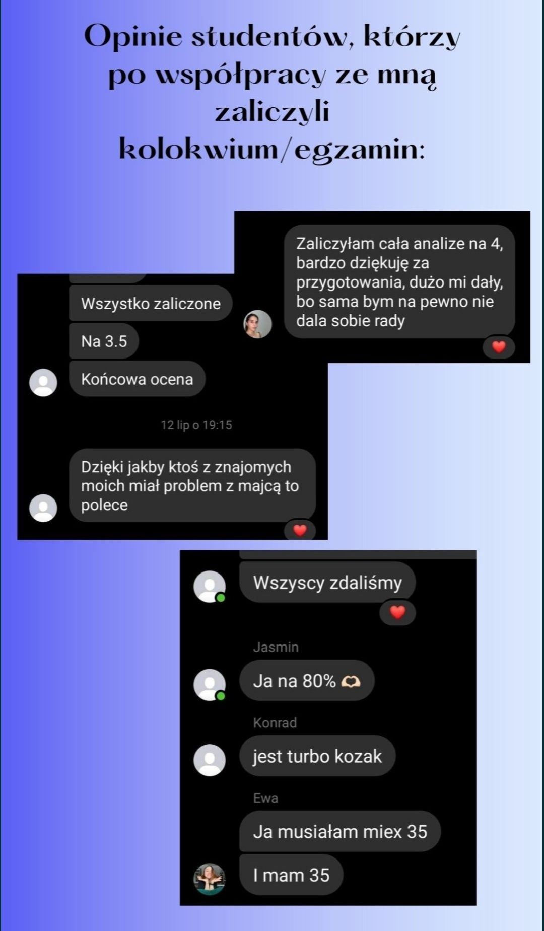 Korepetycje z matematyki, matura, studia: atmosfera, konkrety, progres