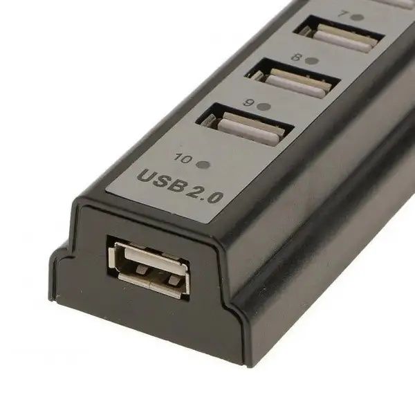 Разветвитель переходник на 10 портов USB HUB 10 Ports 220В Черный