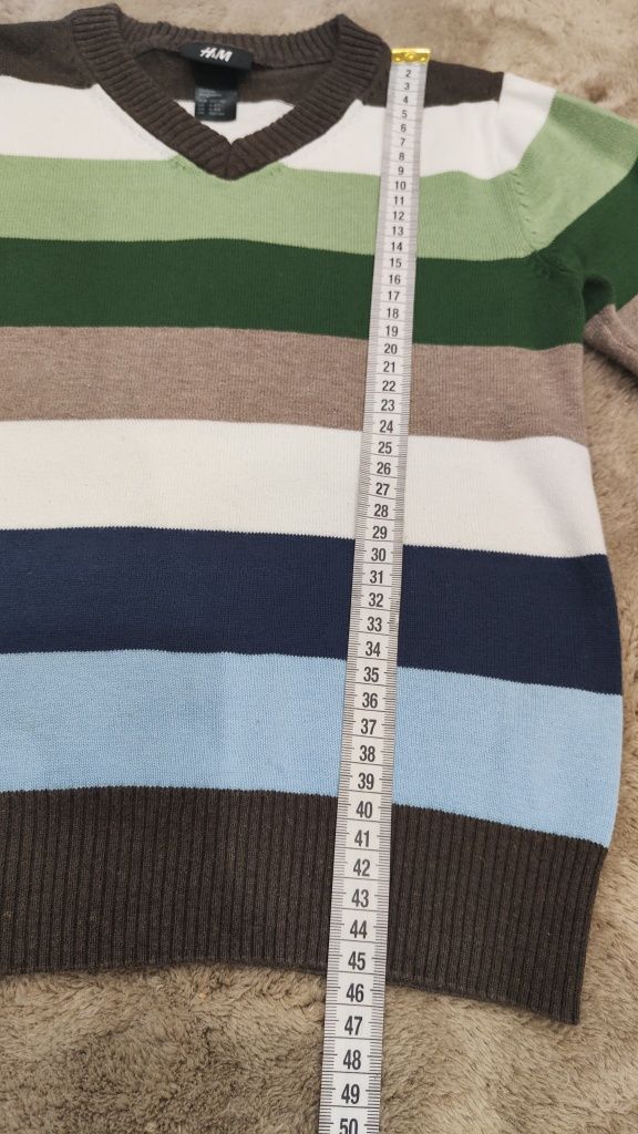 H&M sweter w serek r. 122/128 pasy bawełna