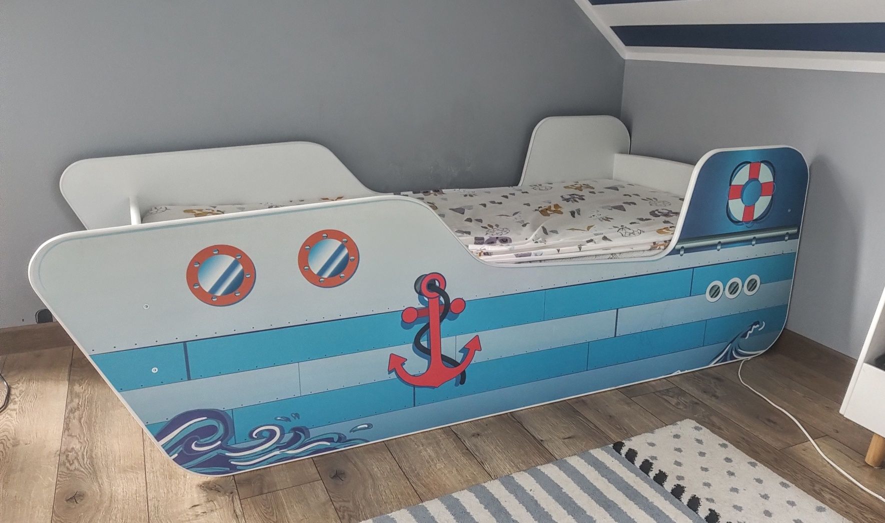 ŁÓŻKO dziecięce statek okręt super stan MATERAC gratis 160x80