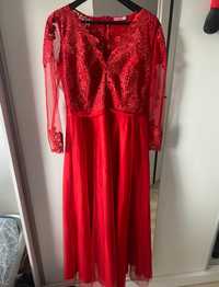 Czerwona, balowa sukienka