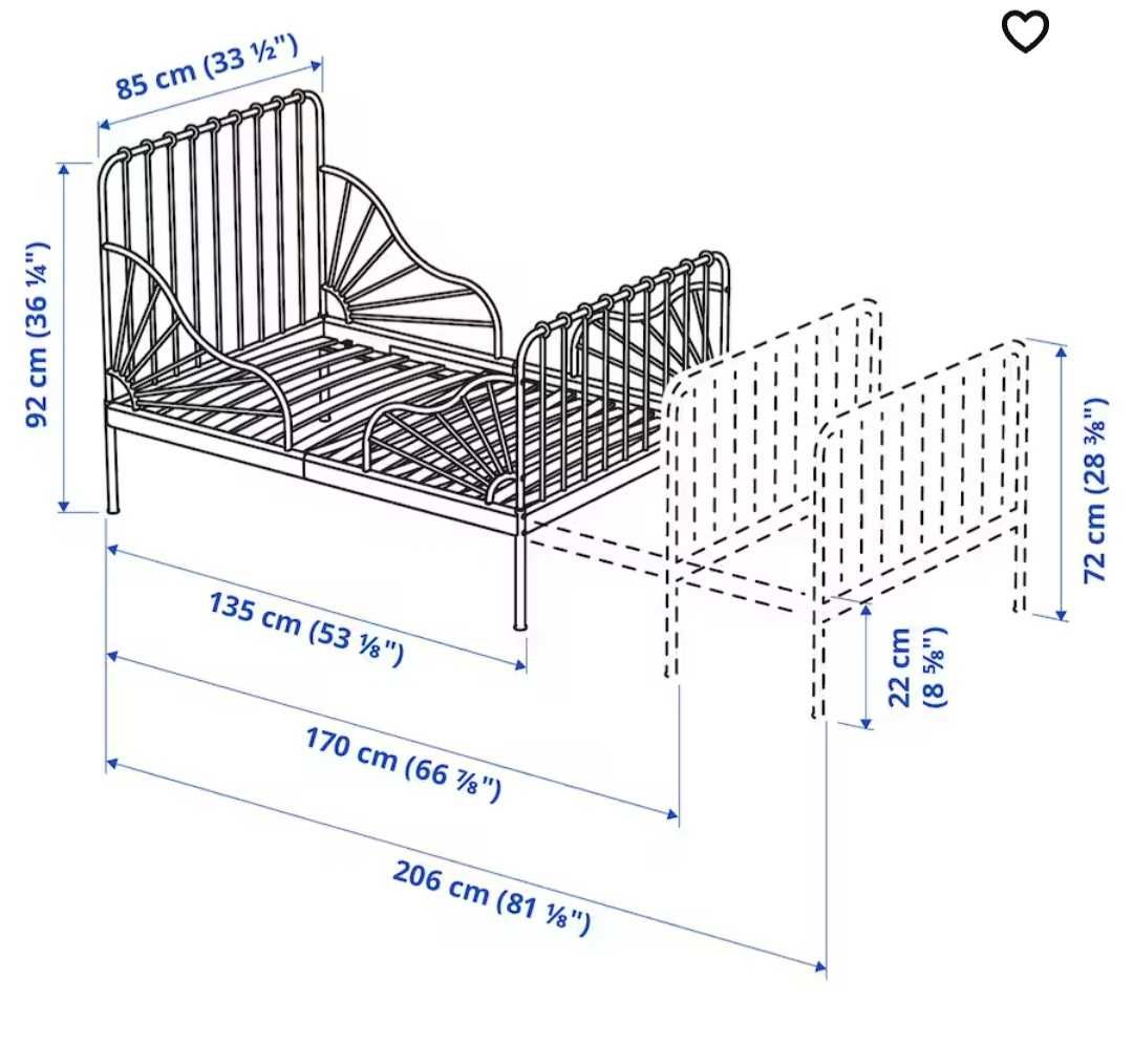 Ikea łóżeczko dla dziecka Minnen czarne 80x200