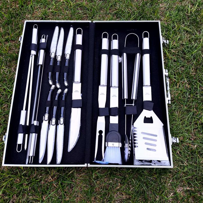 Zestaw do grilla BBQ 16 el. stal nierdzewna w aluminiowej walizce