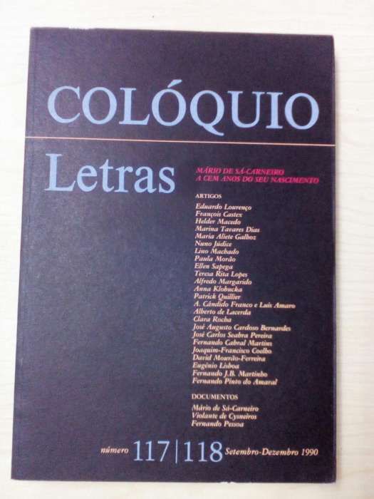 Mário de Sá Carneiro: Revista Colóquio Letras 116/ 117.