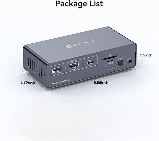 Przełącznik Kvm dwa monitory stacja dokująca USB-C CMSTEDCD SW525