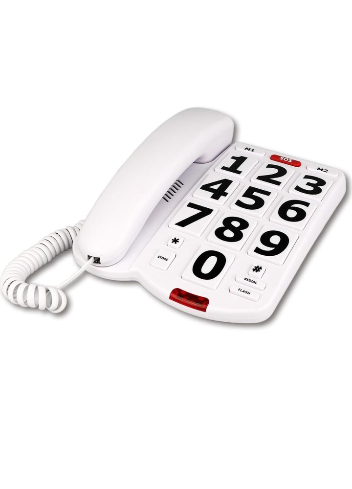 Przewodowy telefon stacjonarny duży przycisk