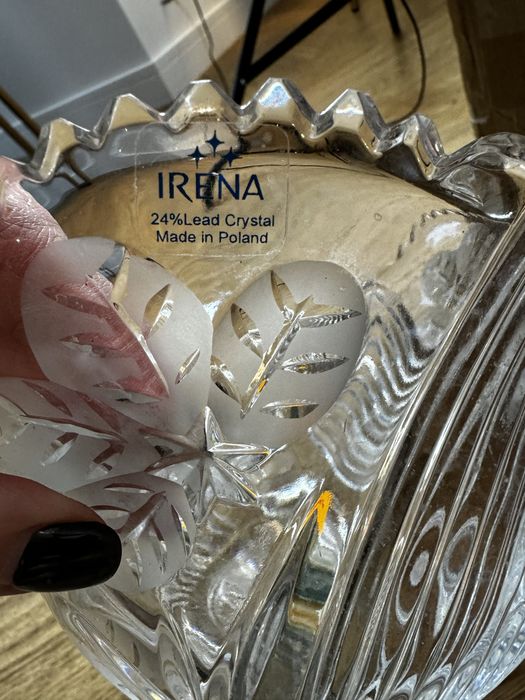 Kryształowa waza owocarka naczynie kryształ złoty vintage antyk