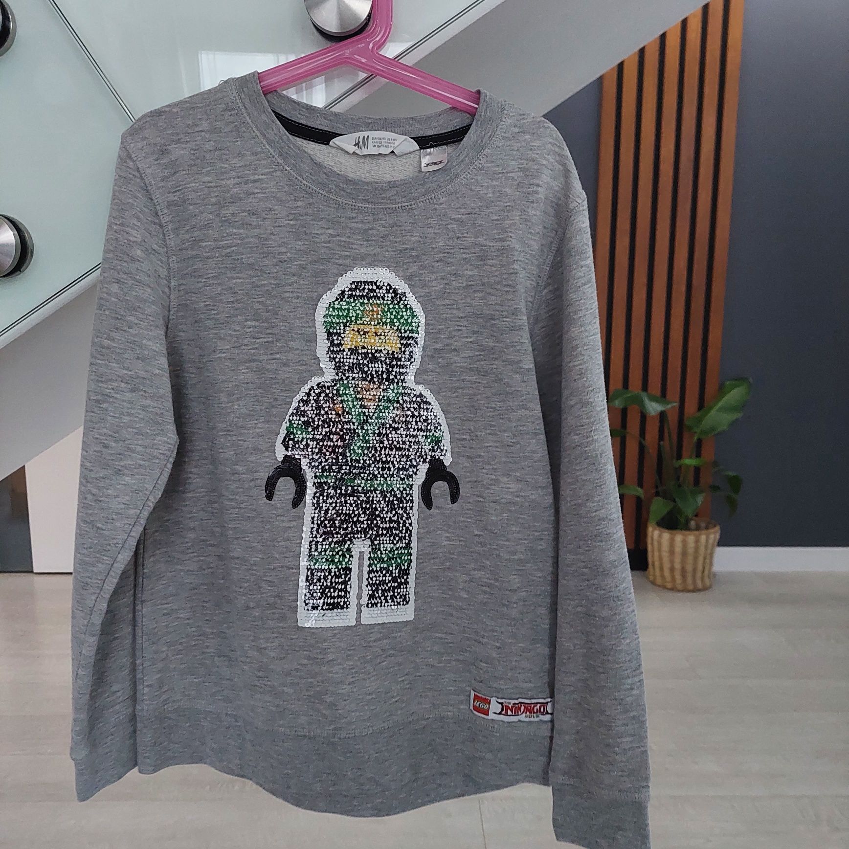 Bluza H&M NINJAGO Kai Lloyd cekiny 134 140 szara