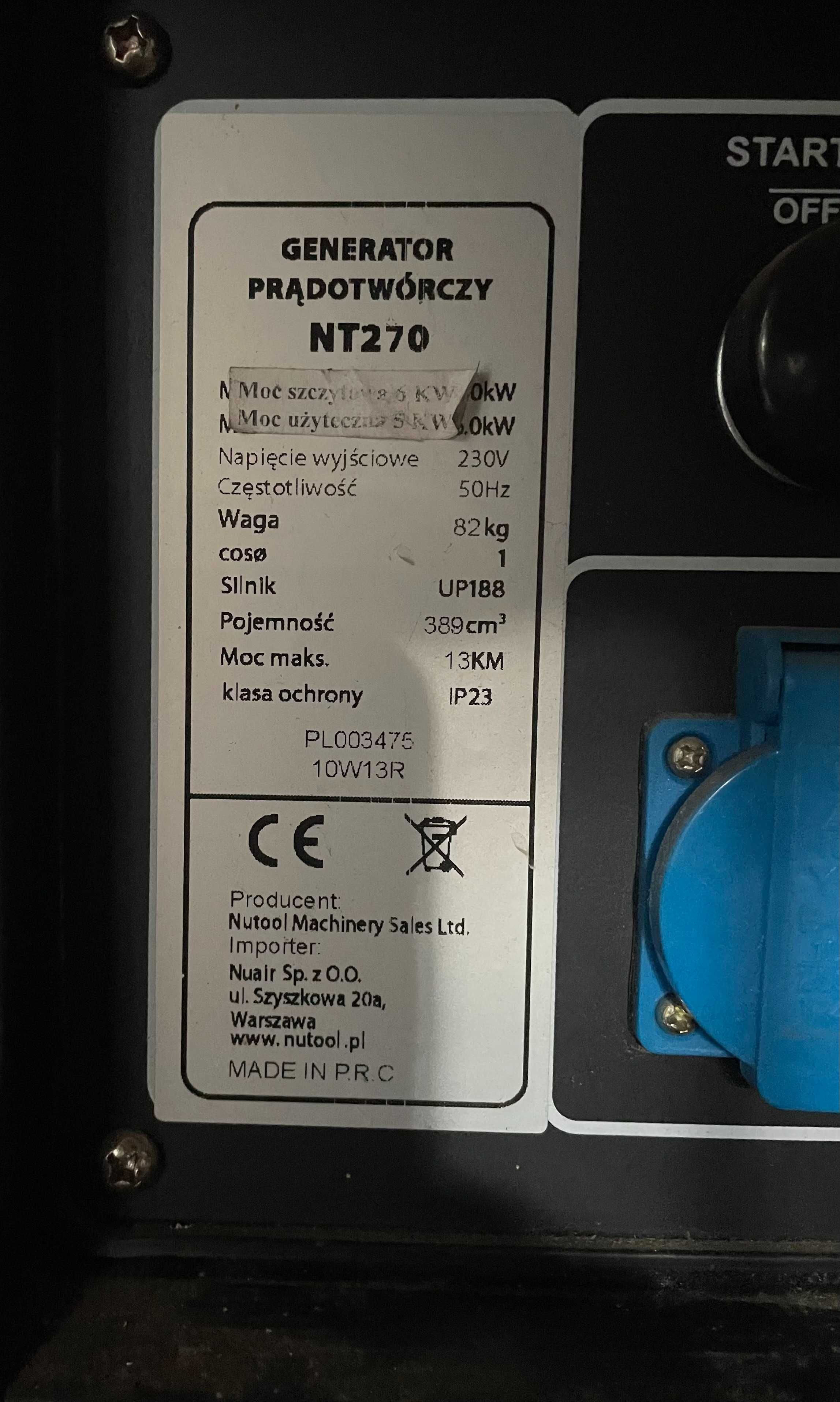 Agregat prądotwórczy NT270 plus automatyczny regulator napięcia