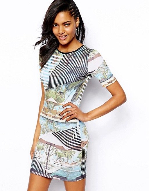 RIVER ISLAND wzory pejzaż sukienka dzianina