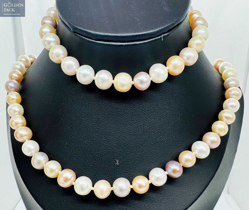 Srebrny naszyjnik z kolorowymi Perłami Perły srebro 925 36,14 g 45 cm