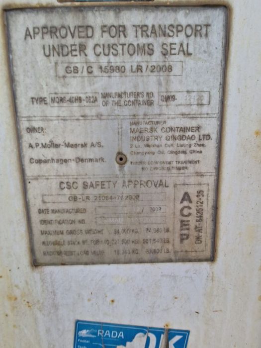 40HCRF kontener chłodniczy/mroźniczy po PTI