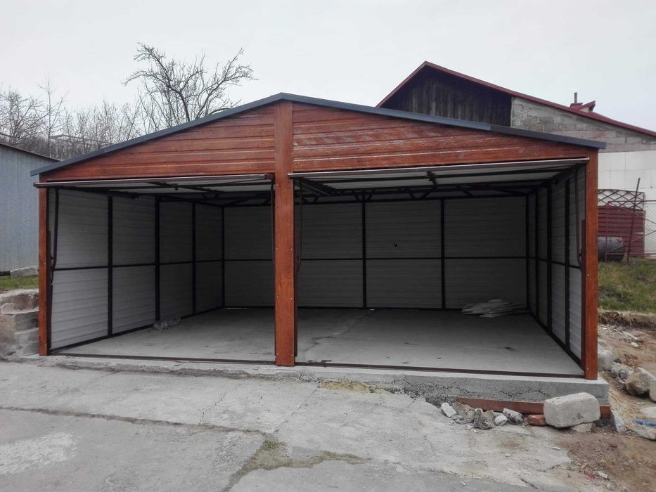 Garaż blaszany 6x5 dach dwuspadowy, drewnopodobny, garaże 6x6,5x5,4x6,