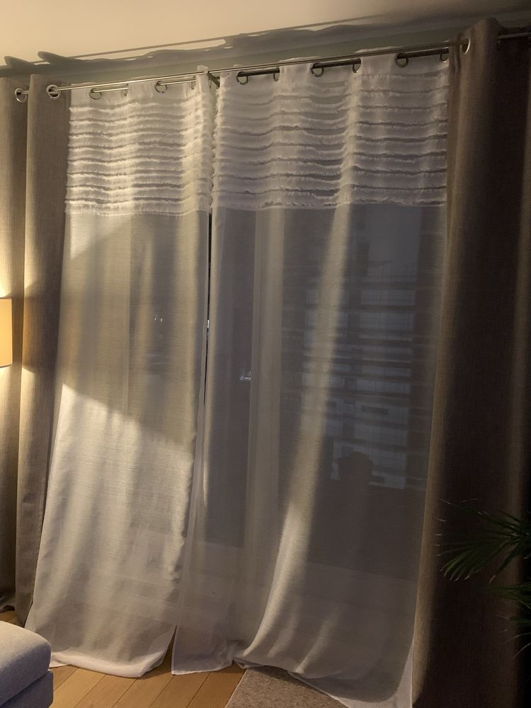 Firany 2szt 140x260 białe frędzelki boho