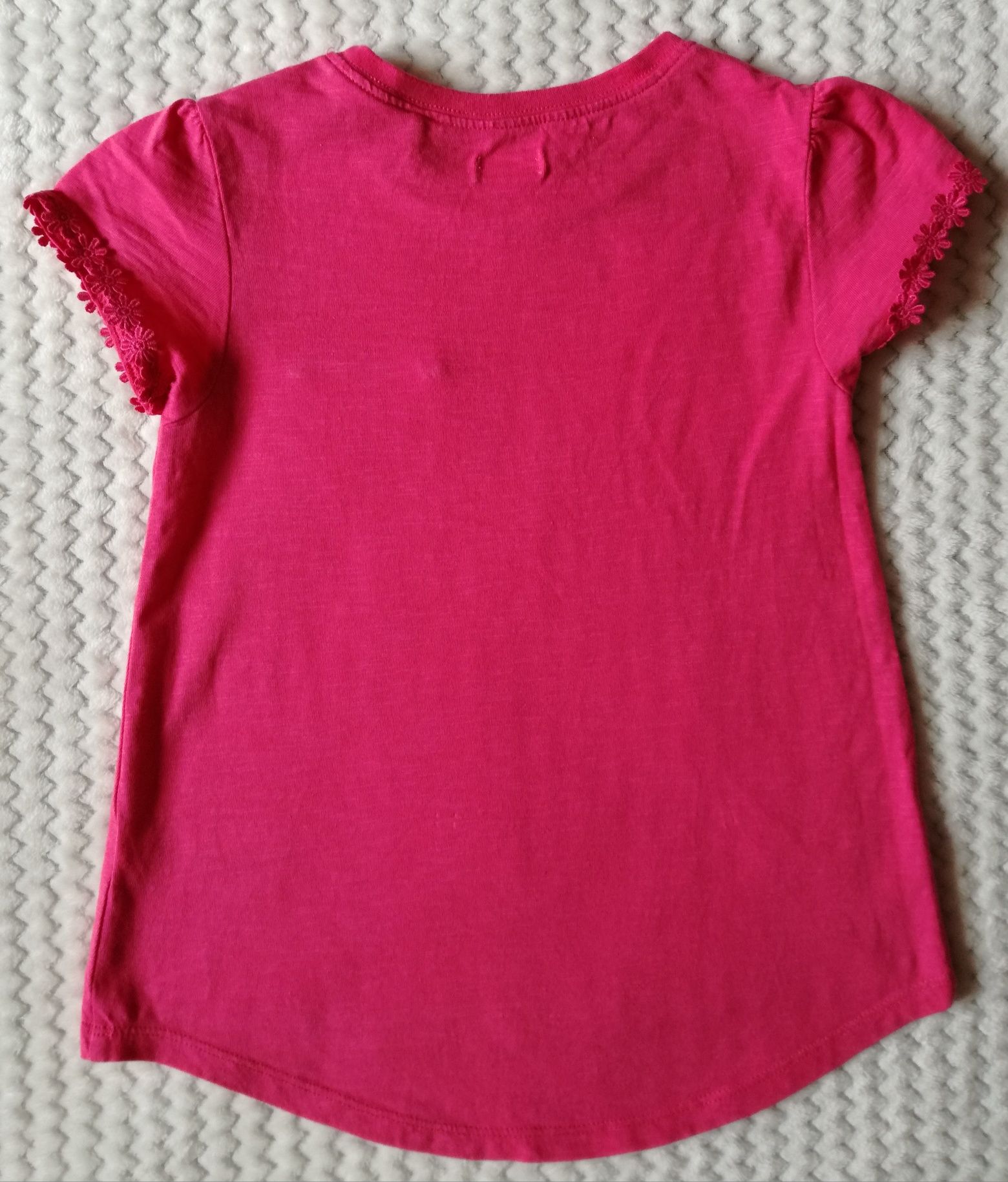Różowy t-shirt dziewczęcy Next, rozmiar 122, 6-7 lat