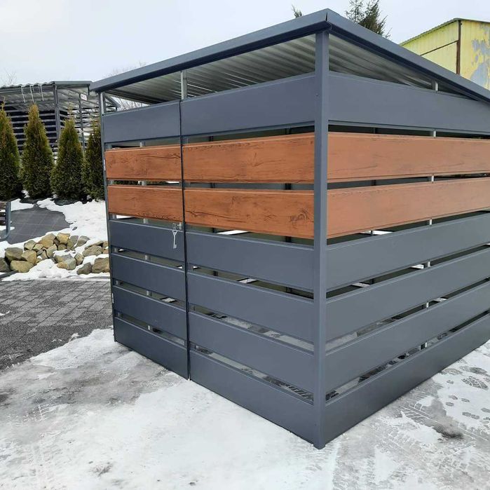 Wiata śmietnikowa zabudowa koszy na śmieci