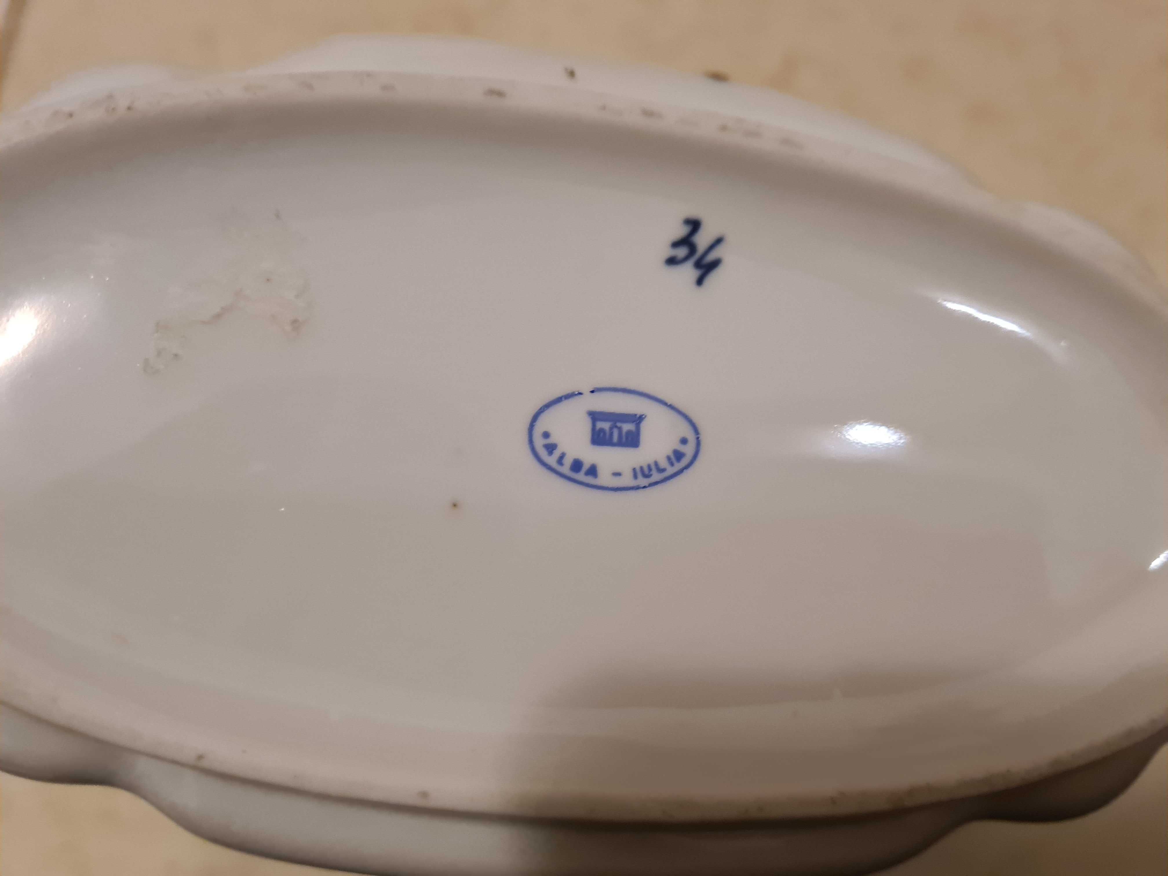 Piękna porcelanowa sosjerka z kobaltowym wzorem, Alba Iulia