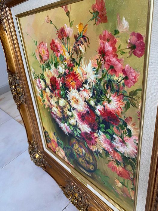 Quadro com reinterpretação "Dálias em Bouquet" de Renoir