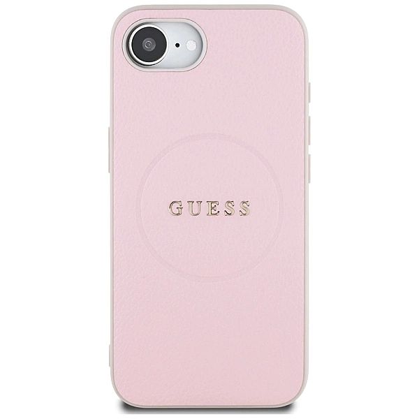 Etui Guess Grained Ring MagSafe na iPhone 16e - różowe