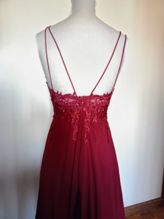 Vestido de cerimónia cor Bordeaux tamanho S