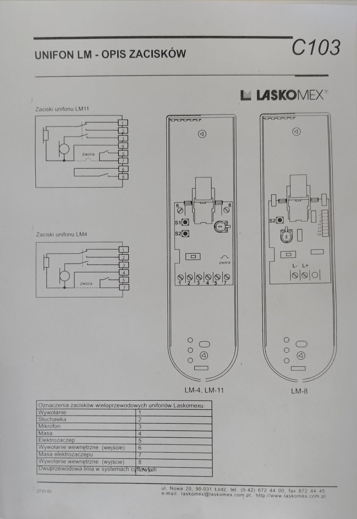 Domofon unifon Laskomex analogowy LM-4S-5