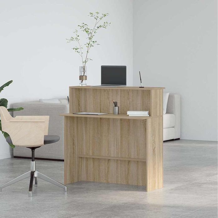 Vidaxl Biurko Recepcyjne Dąb Sonoma 100X50X103,5 Cm Drewno Klejone