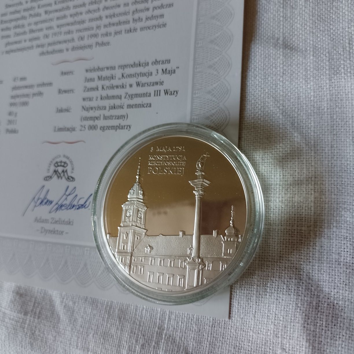 Medal - moneta Konstytucja 3 Maja certyfikat autentyczności