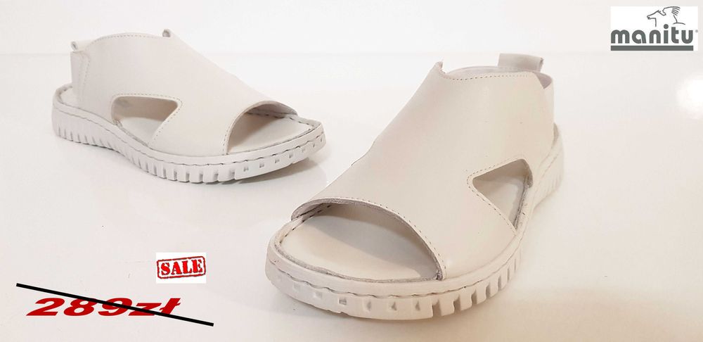 Sandały damskie Manitu skóra, białe, komfort rozmiar 36,37,38,39,40