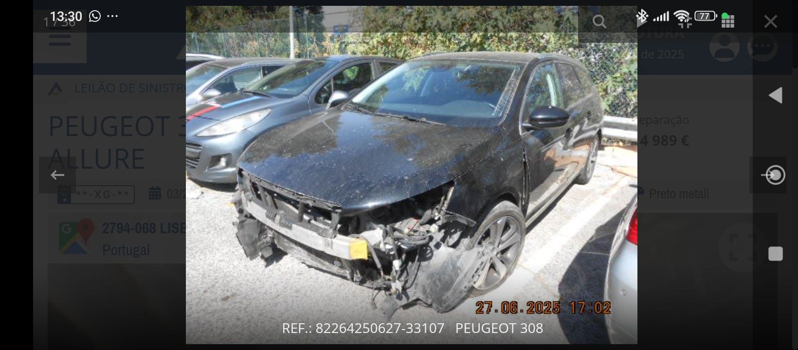 Peugeot 308 sw sinistrado