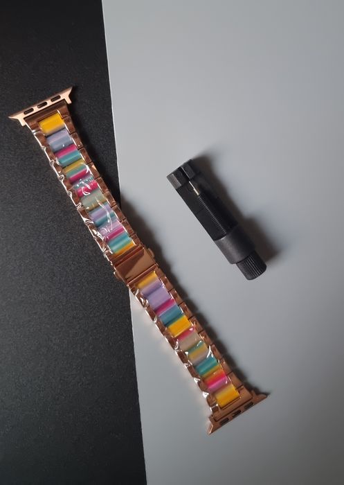 Stylowy pasek metalowo-żywiczny Fizdvsts do Apple Watch 42/44/45/49 mm