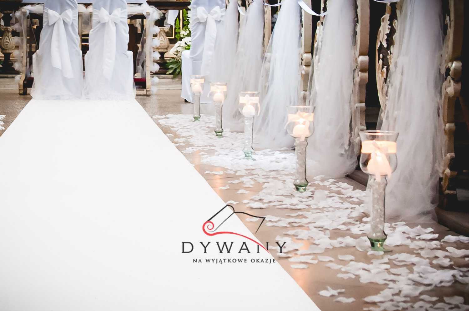 Biały dywan na ślub, chodnik do kościoła - wykładzina ślubna ekono