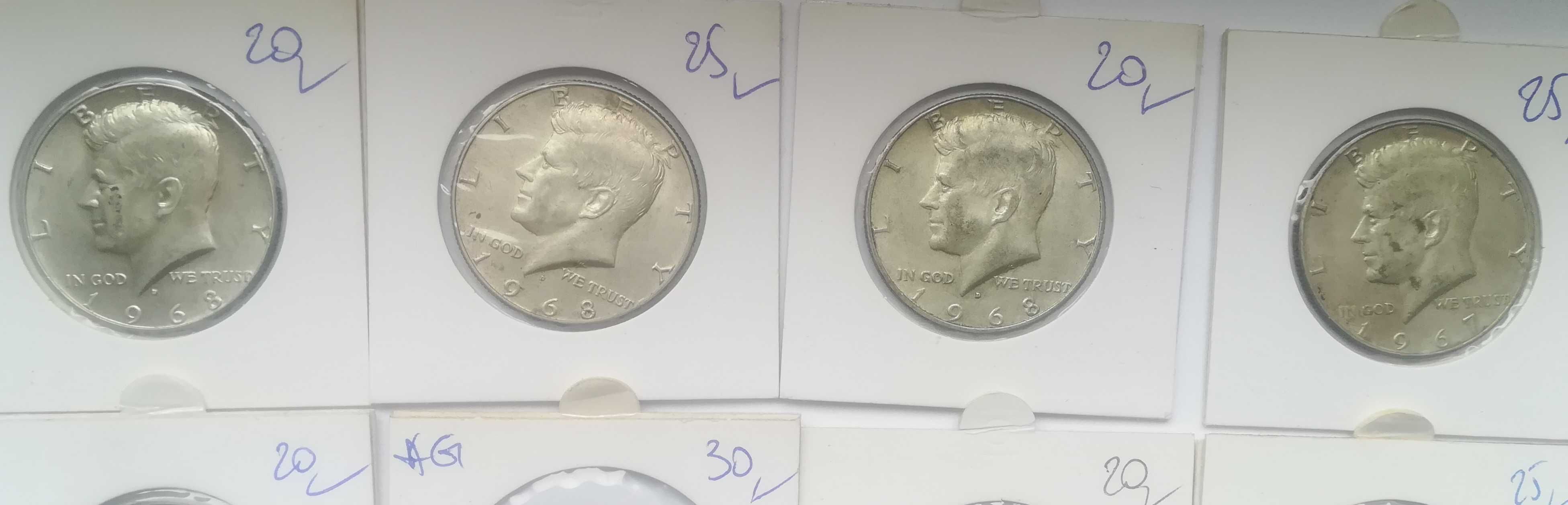 Monety srebrne half pół dolara 1967-69 zestaw 12 sztuk srebro ag nr 5