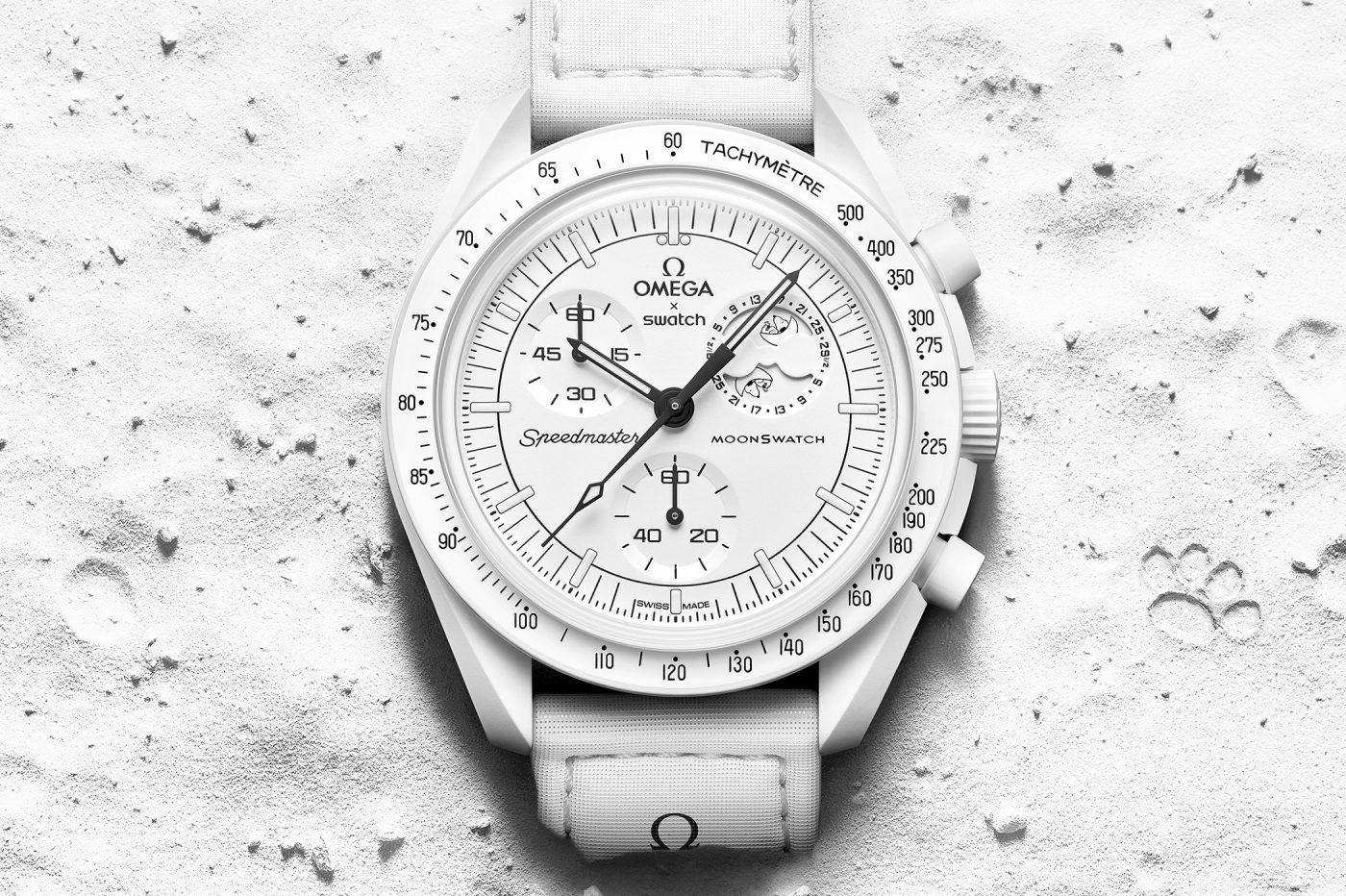 Zegarek Swatch x Omega Moonphase biały nowy