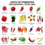 PACK 20 variedades PIMENTAS MALAGUETAS do MUNDO (200 sementes)