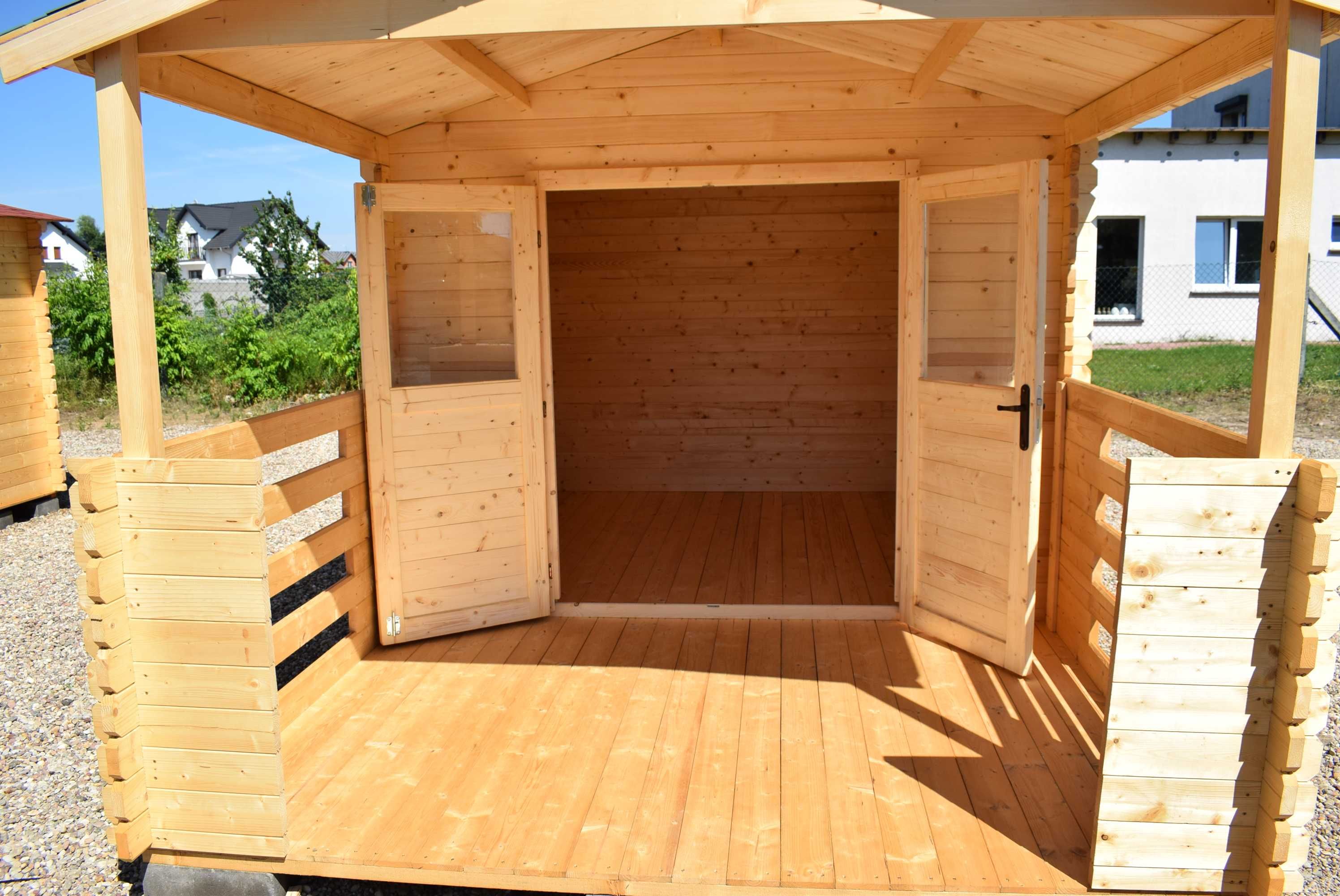 MASYWNY domek letniskowy z tarasem*5x3*15m2*ogrodowy*domki*balik 34mm