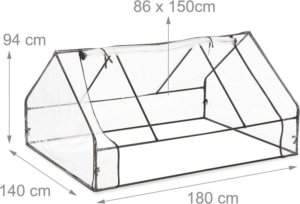 теплиця  Relaxdays HWD: 94 x 180 x 140 см великі двері загострений дах