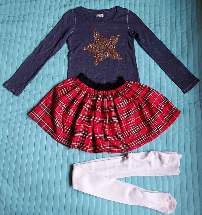 Zestaw świąteczny spódniczka bluzeczka 122 128