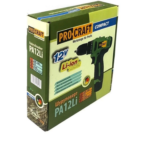 Шуруповерт аккумуляторный 20 Нм Procraft PA12Li COMPACT