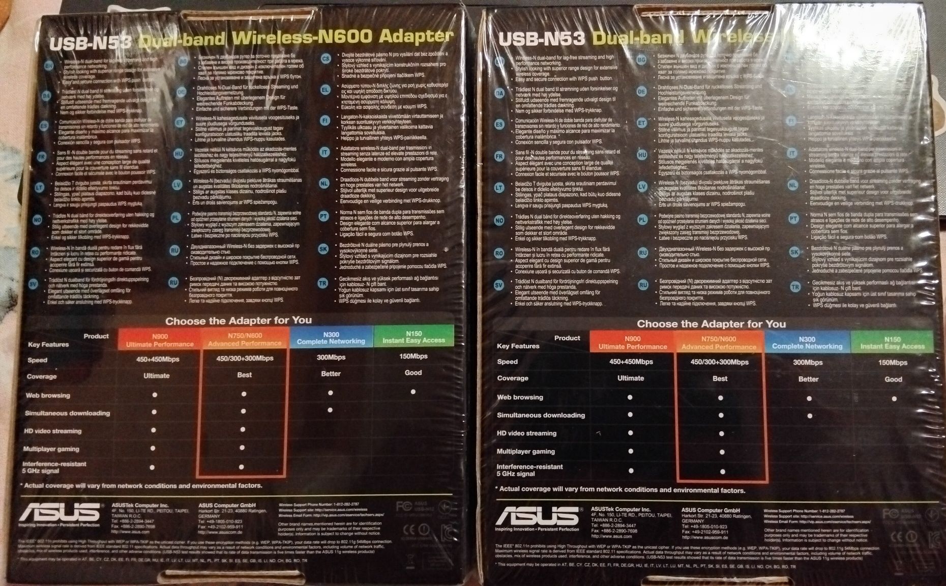 Адаптер WiFi ASUS USB-N53 Dual Band 600Mbps
Два частотных диап