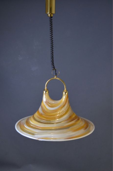 Grande candeeiro vintage em fibra de vidro e mix de Lucite, anos 70.