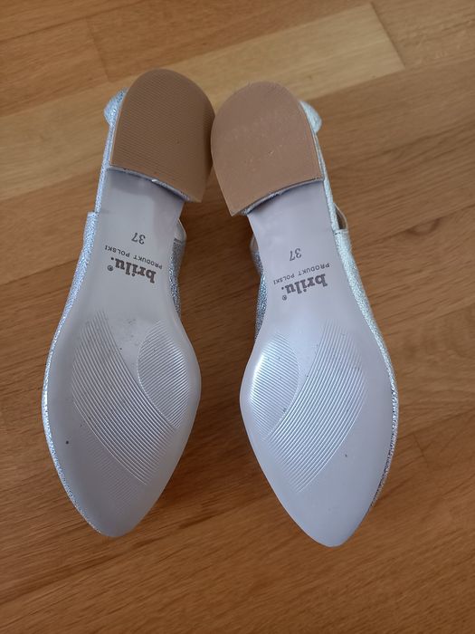 Srebrne buty Brilu ślubne 37