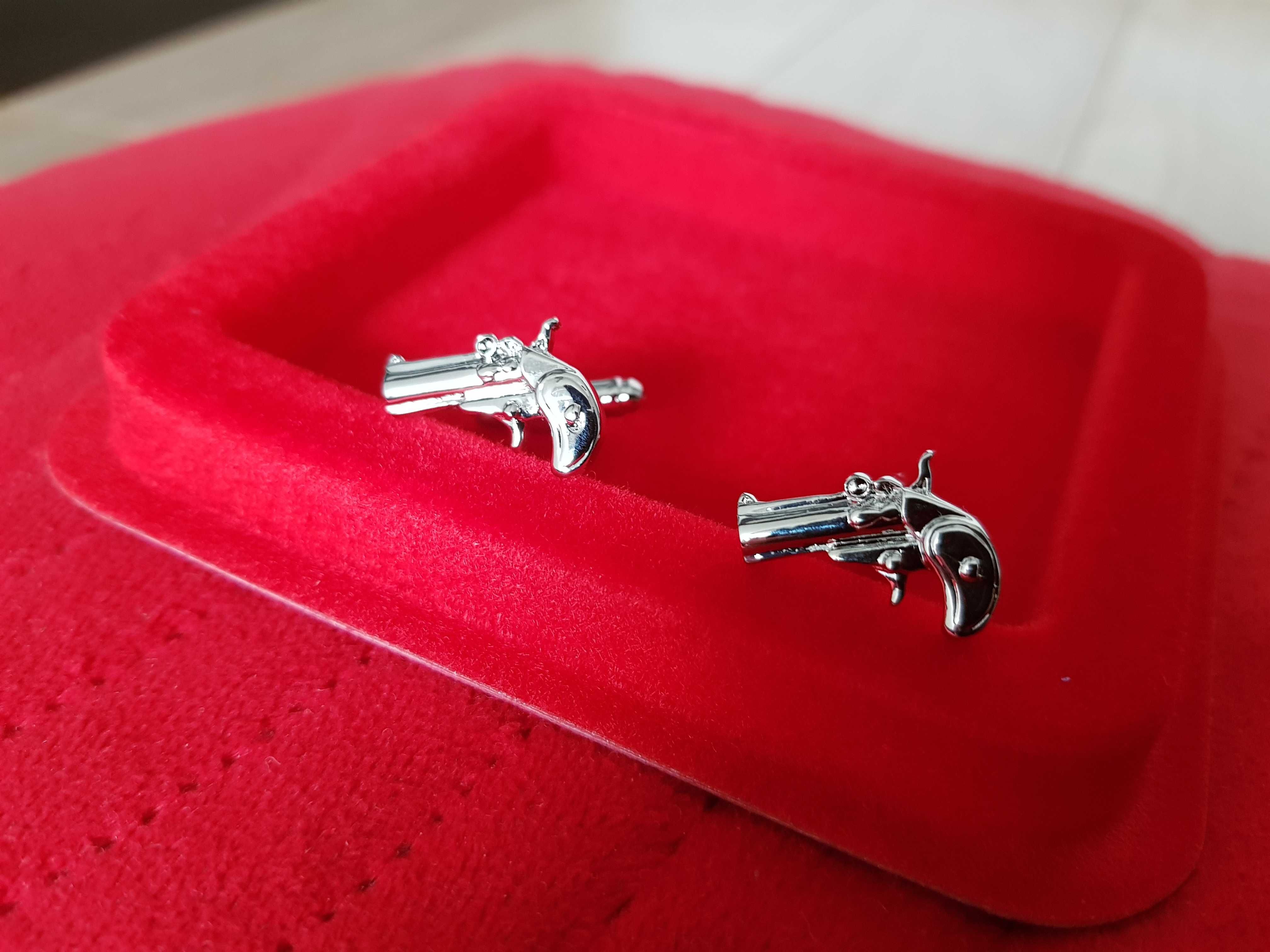 NOWE Spinki do mankietów spinki do koszuli Rewolwer Pistolet