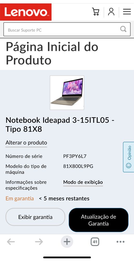 Conputador Ideapad 3 - 5ITL05 laptop- tyde 81x8